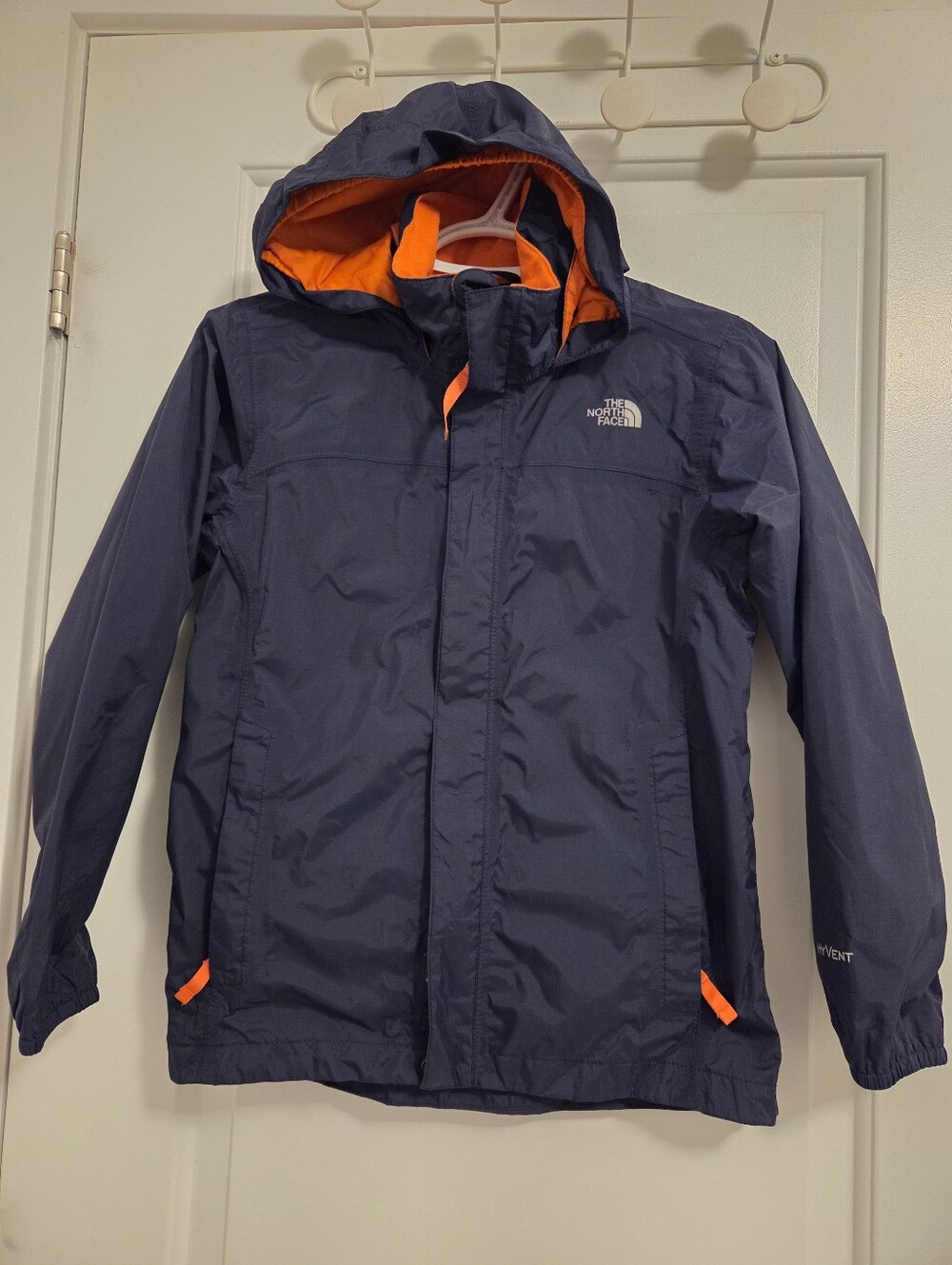 The North Face Navy Shell Jacket with Orange Lining - Boys - 10 - 12 Years